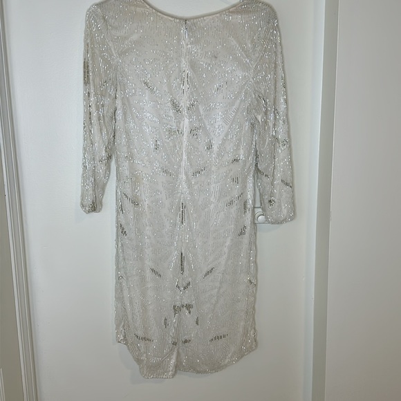 Unlabelled white hand stitched sequins dress, size 8 - Picture 4 of 5